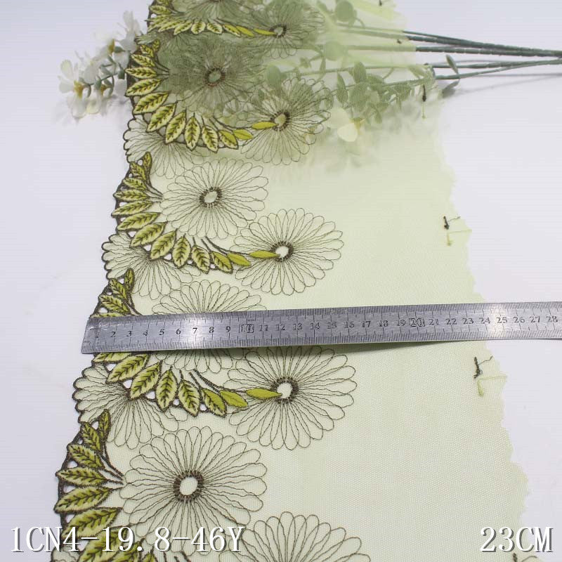 【1pack】-freedombeauty|Three-Color Mesh Ethnic Style Single-Sided Large Flower Embroidery Lace Trim for Clothing Sofa Cushion Lace Trim Accessories