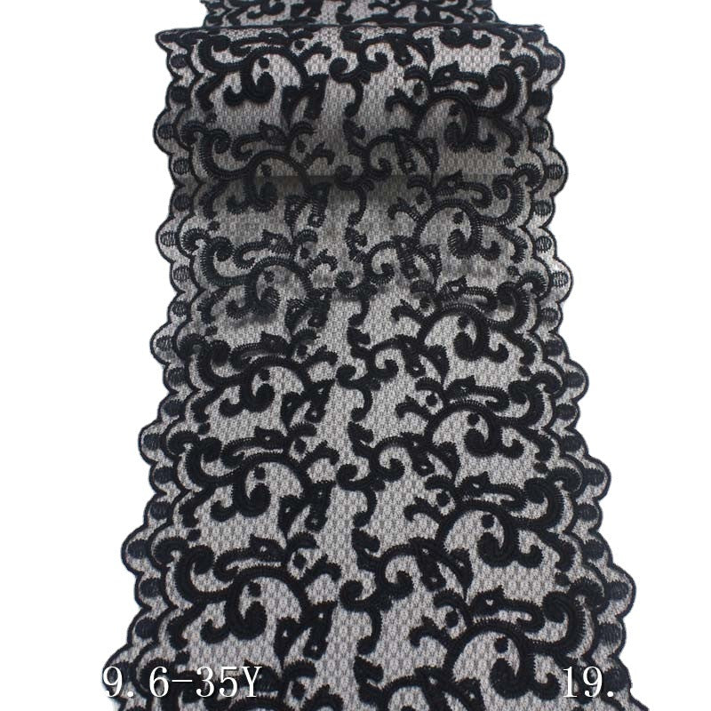 freedombeauty|Black Lace Mesh Full Edge Pattern Embroidery Trim Curtain Accessories for Mom's Dress