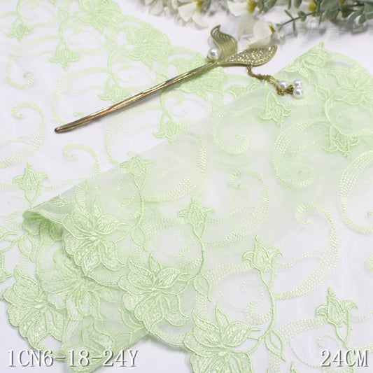 【1pack】-freedombeauty|Two-Color French Retro Double-Sided Flower Embroidery Lace DIY Clothing Curtain 24cm Lace Trim Accessories