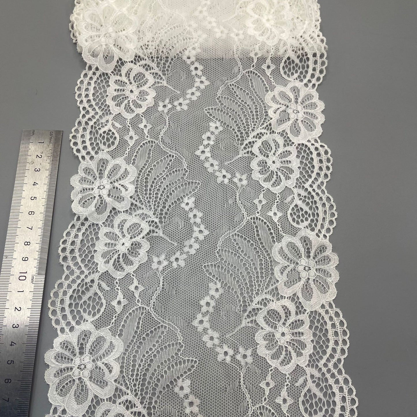 freedombeauty|18CM White Elastic Hollow Lace Trim Nylon Wedding Dress Accessories Decorative Lace