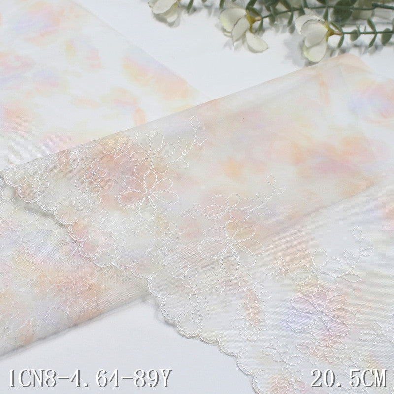 【1pack】-freedombeauty|Orange Floral Print Mesh Gentle Fresh Small Lace Embroidery Lightweight Lolita Skirt Edge Neckline Accessories DIY