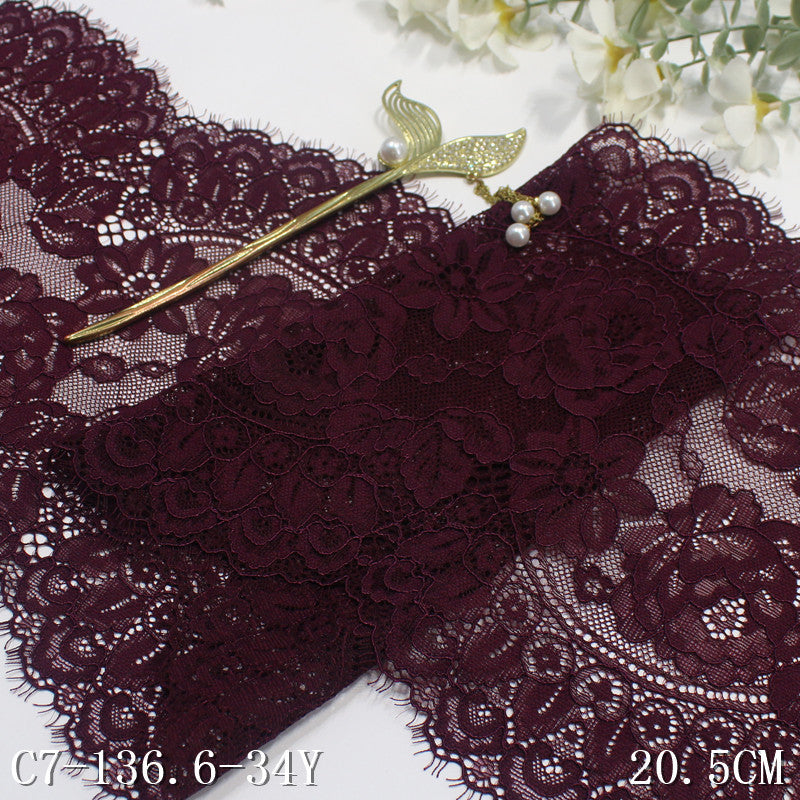 freedombeauty|Black Thread Double-Sided Wavy Elastic Eyelash Lace Dance Costume Curtain 20cm Lace Trim Accessories