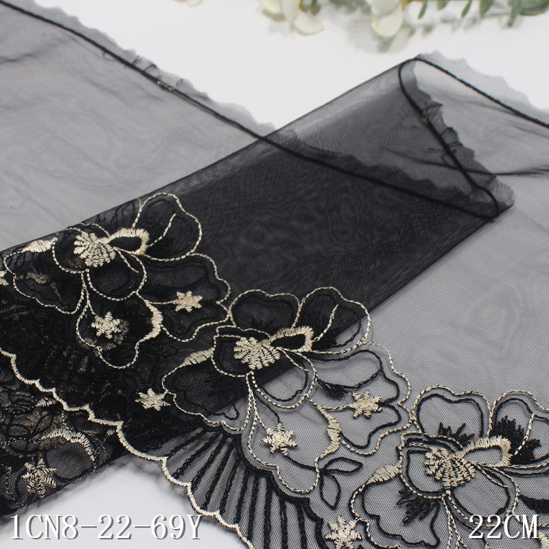 【1pack】-freedombeauty|2025 Spring Classic Multi-color Mesh Single-sided Embroidered Flower Crown Polyester Thread Lightweight Clothing Home Textile Accessories