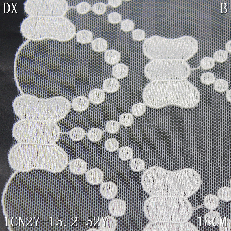 【1pack】-freedombeauty|Black and White Single-Sided Fresh Bowknot Mesh Embroidery Lace Trim Curtain Sofa Cushion Lace Trim Accessories