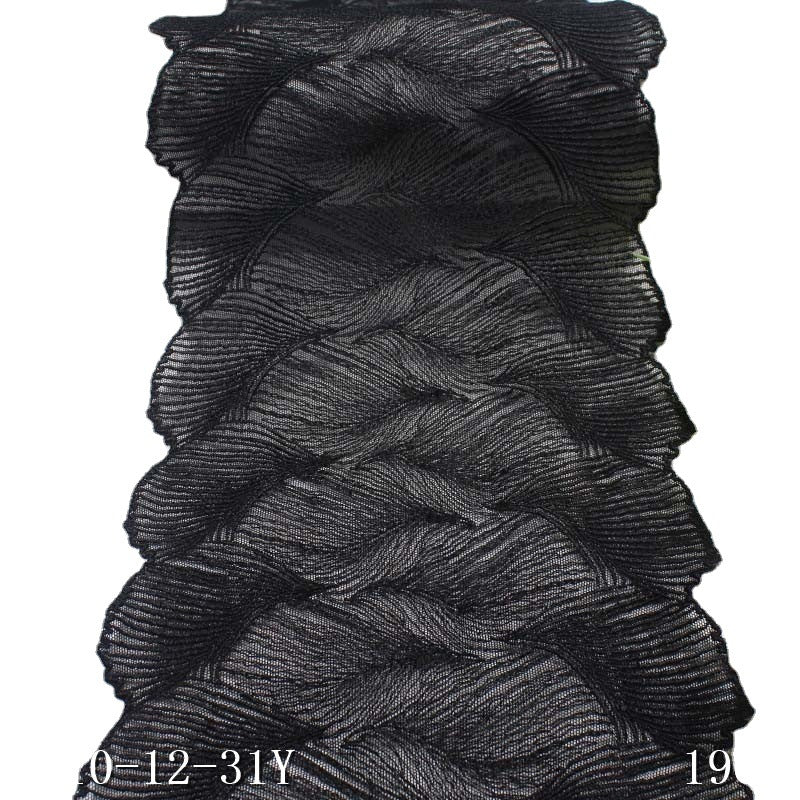 Freedombeauty | Black Mesh Polyester Thread Striped Two-Specification Embroidery Lace DIY Accessories Curtain Mother Dress Lace
