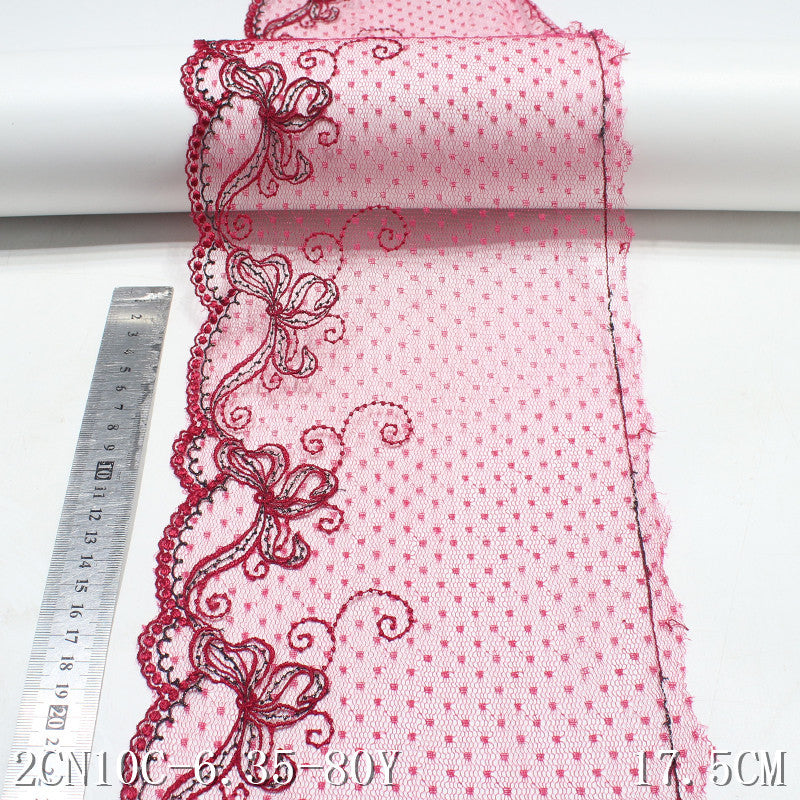 【1pack】-Freedombeauty | in Stock Red Lace Mesh Gold Thread Knitted Embroidery Curtain Lace Accessories Underwear Sofa Cushion