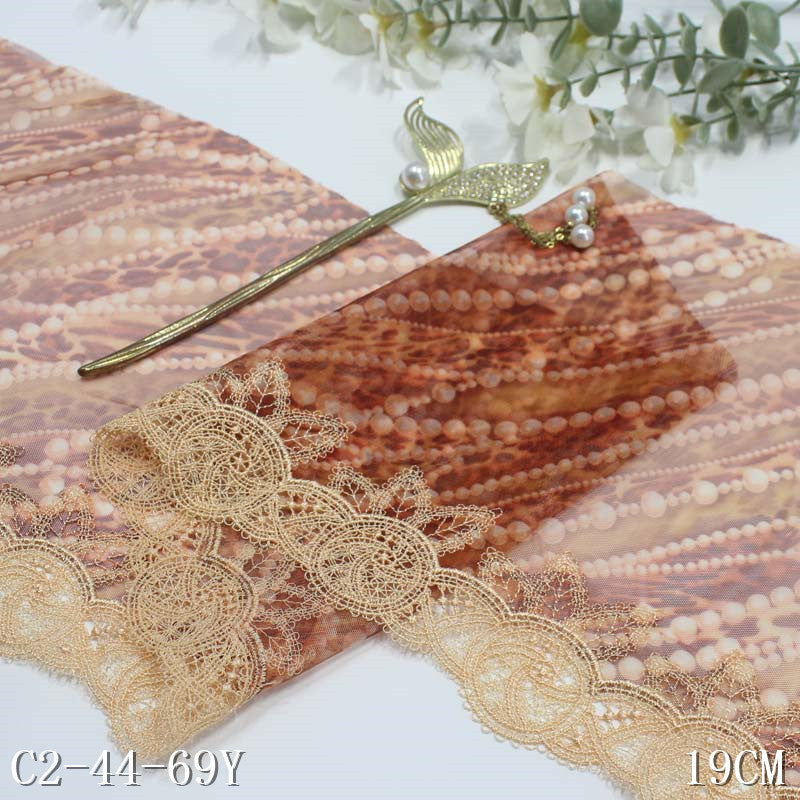 【1pack】-freedombeauty|Two-tone Printed Mesh Single-sided Water-soluble Pattern Embroidery Lace DIY Clothing Curtain Lace Trim Accessories