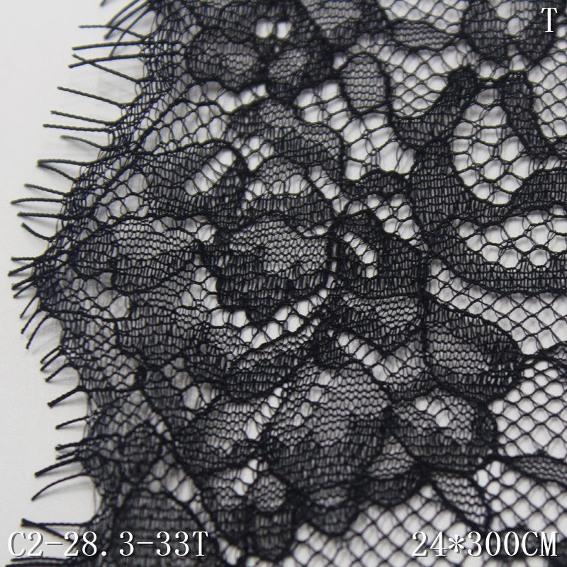 freedombeauty|Black and White Double Wave Thread Pattern French Style Lightweight Non-Elastic Eyelash Tablecloth Underwear Decoration Lace Trim