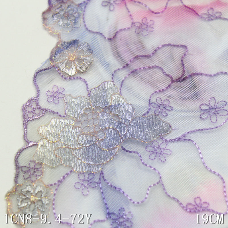 【1pack】-freedombeauty|Printed Mesh Single Edge Gold Thread Flower Embroidery Trim 19cm Curtain Sofa Cushion Lace Trim DIY Accessories