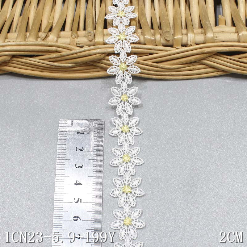 freedombeauty|Water-Soluble Lace Small Flower Two-Color Optional 3D Embroidery Lace 2cm Wide Hat Decoration Handmade DIY Lace