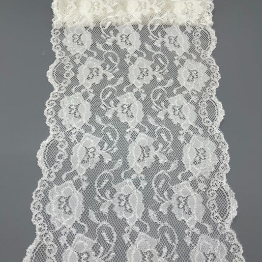 freedombeauty|19CM Wedding Dress Accessories High-Quality White Nylon Elastic Lace Hollow Trim Handmade