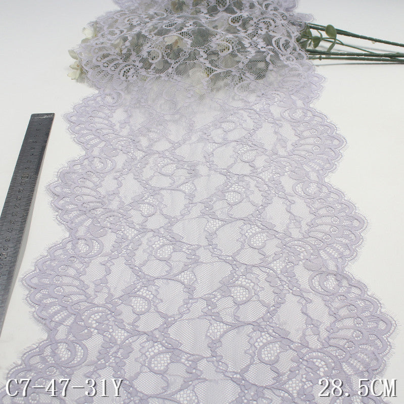 freedombeauty|Blue Double Wave Retro Flower Lightweight Elastic Eyelash 28cm Lingerie Dance Costume Lace Trim Accessories