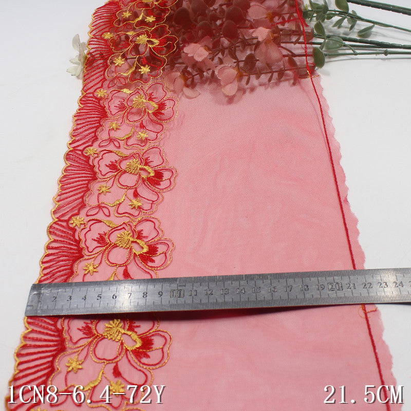 【1pack】-freedombeauty|2025 Spring Classic Multi-color Mesh Single-sided Embroidered Flower Crown Polyester Thread Lightweight Clothing Home Textile Accessories