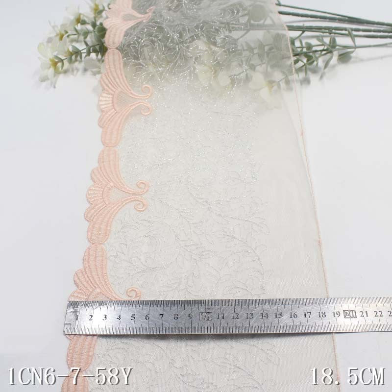 【1pack】-freedombeauty|Two-tone Mesh Ancient Style Single-sided Gold and Silver Thread Leaf Embroidery Lace Trim for Clothing and Curtain Accessories