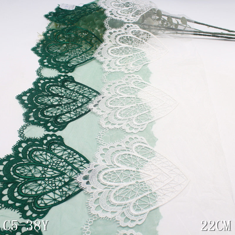 【1pack】-freedombeauty|Multicolor Single-Sided Flat Embroidery Diamond Mesh Lace Trim 21cm Curtain Sofa Cushion Lace Trim Accessories