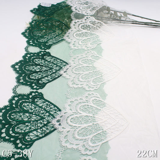 【1pack】-freedombeauty|Multicolor Single-Sided Flat Embroidery Diamond Mesh Lace Trim 21cm Curtain Sofa Cushion Lace Trim Accessories