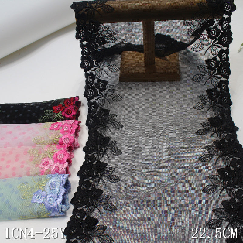 【1pack】-Freedombeauty | Multi-Color Series Dotted Prints Mesh Single Bilateral Classic Flower Embroidery Lace Clothing Home Textile Accessories DIY