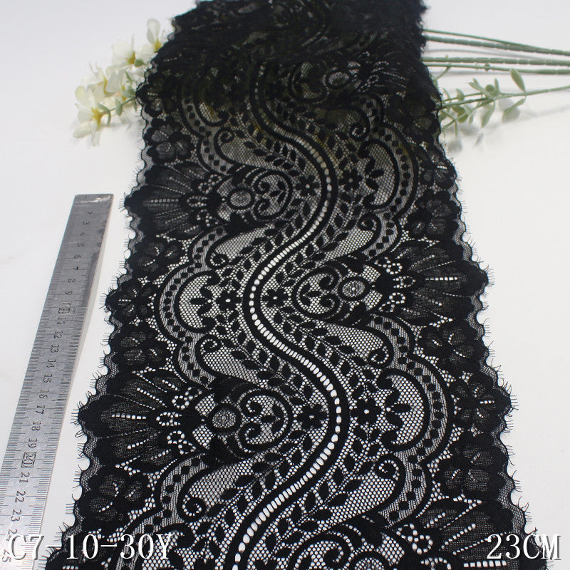 freedombeauty|Multicolor French Classical Floral Texture Elastic Eyelash 23cm Clothing Home Textile Lace Trim DIY