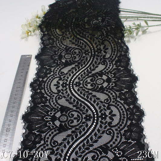 freedombeauty|Multicolor French Classical Floral Texture Elastic Eyelash 23cm Clothing Home Textile Lace Trim DIY