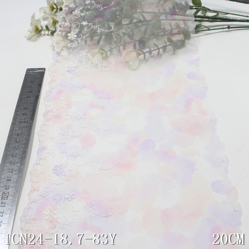【1pack】-freedombeauty|Light Purple Pink Printed Mesh Dreamy Single Wave Pattern Embroidered Lace Lolita Skirt Edge Home Textile Accessories