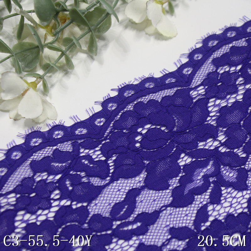 freedombeauty|Blue Double Wave Retro Strip Flower Non-Elastic Eyelash 20cm Clothing Home Textile Lace Trim DIY