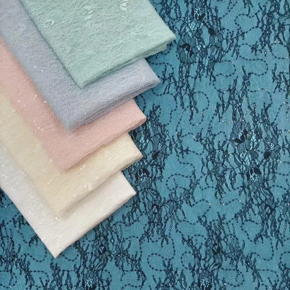freedombeauty|Hot Selling Sequin Lace Fabric for Women's Base Shirt Dress Children's Swimwear Underwear Lace Fabric In Stock