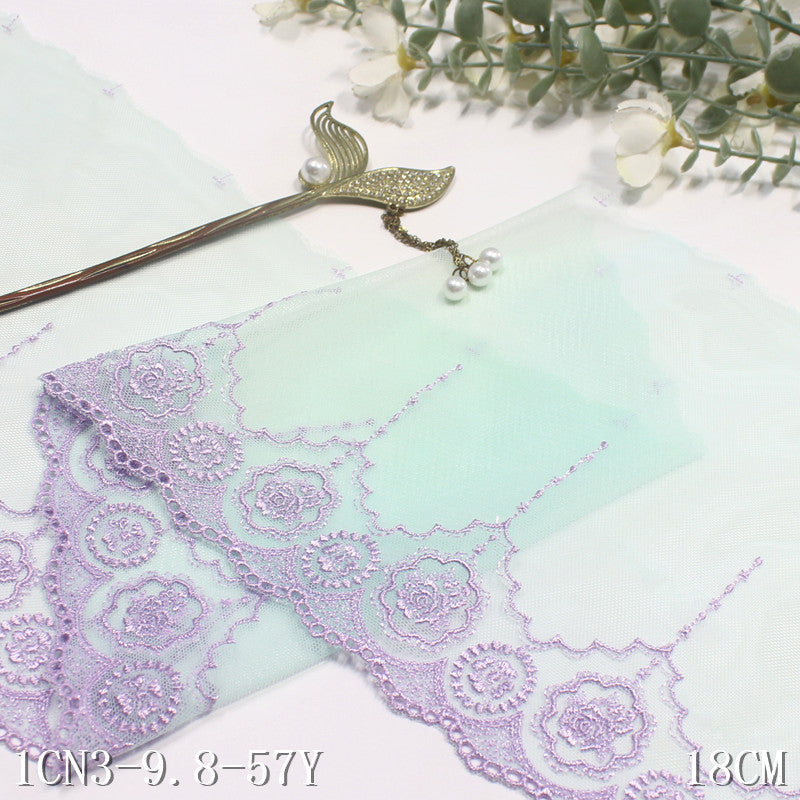 【1pack】-Freedombeauty | Two-Tone Unilateral French Retro Rose Mesh Embroidered Lace Curtain Sofa Cushion Lace Accessories