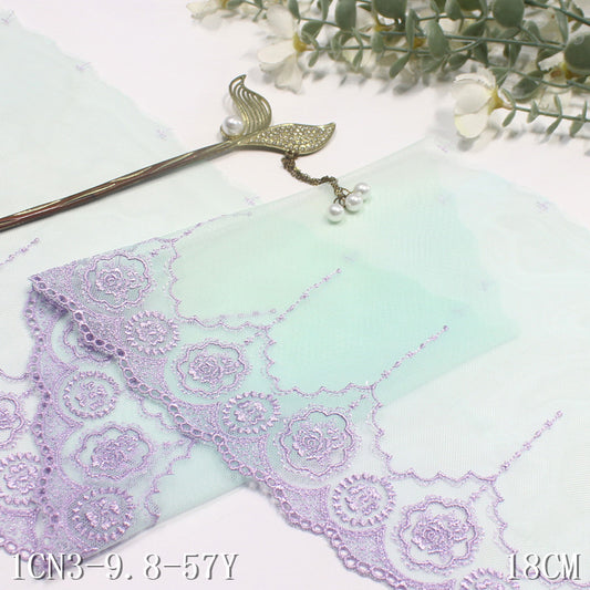 【1pack】-Freedombeauty | Two-Tone Unilateral French Retro Rose Mesh Embroidered Lace Curtain Sofa Cushion Lace Accessories