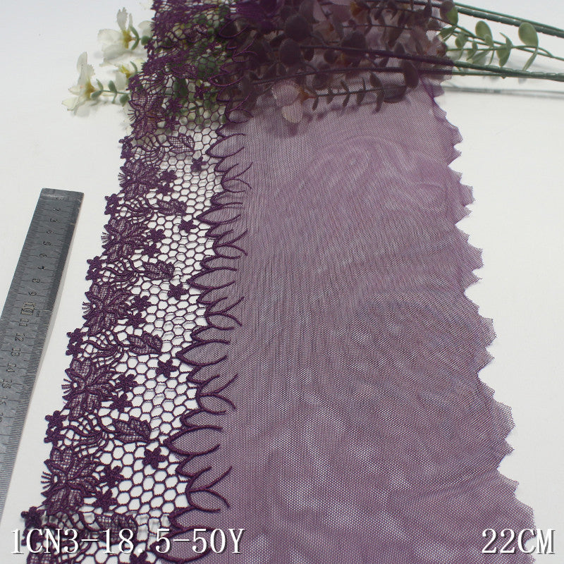 【1pack】-freedombeauty|Purple Single-Sided Hollow-Out Water-Soluble Flower Mesh Embroidery Trim Clothing Home Textile Lace Trim DIY Accessories