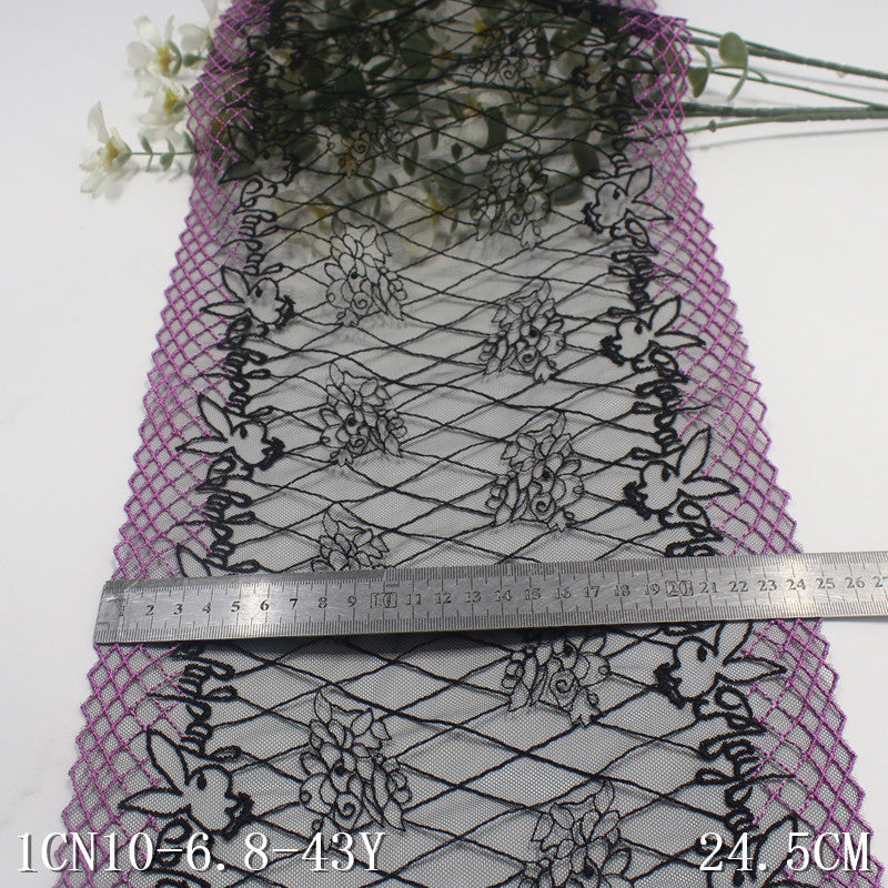 【1pack】-freedombeauty|Black Diamond Mesh Double-Sided Rabbit Mesh Embroidery Lace Trim Clothing Home Textile Lace Trim DIY