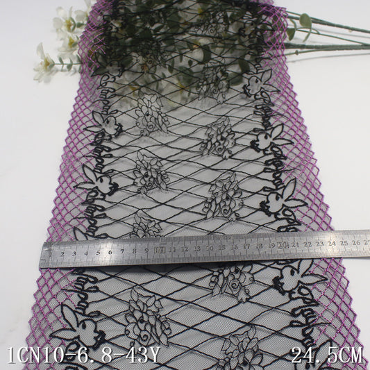 【1pack】-freedombeauty|Black Diamond Mesh Double-Sided Rabbit Mesh Embroidery Lace Trim Clothing Home Textile Lace Trim DIY