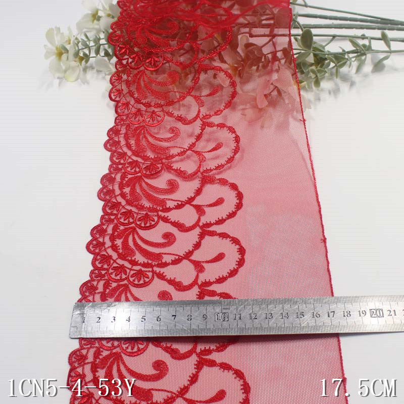 【1pack】-freedombeauty | Multicolor Lightweight Mesh Ancient Style Single-Sided Pattern Embroidery Lace DIY Hanfu Clothing Lace Trim Accessories