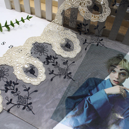 FREEDOMBEAUTY |  retro mirror flower water moon wind exquisite water-soluble embroidery lace, high-end clothing dressing lace accessories