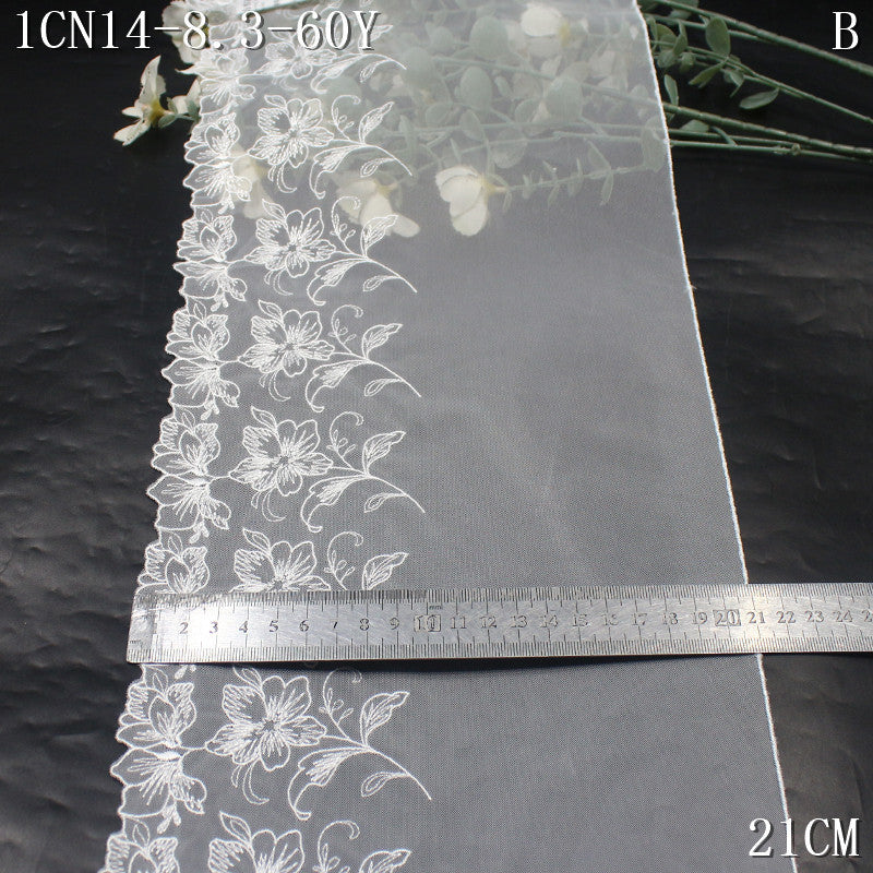 FREEDOMBEAUTY | [1Pack] Exquisite pure white flower cluster mesh yarn embroidered lace 21cm skirt underwear decorative lace accessories