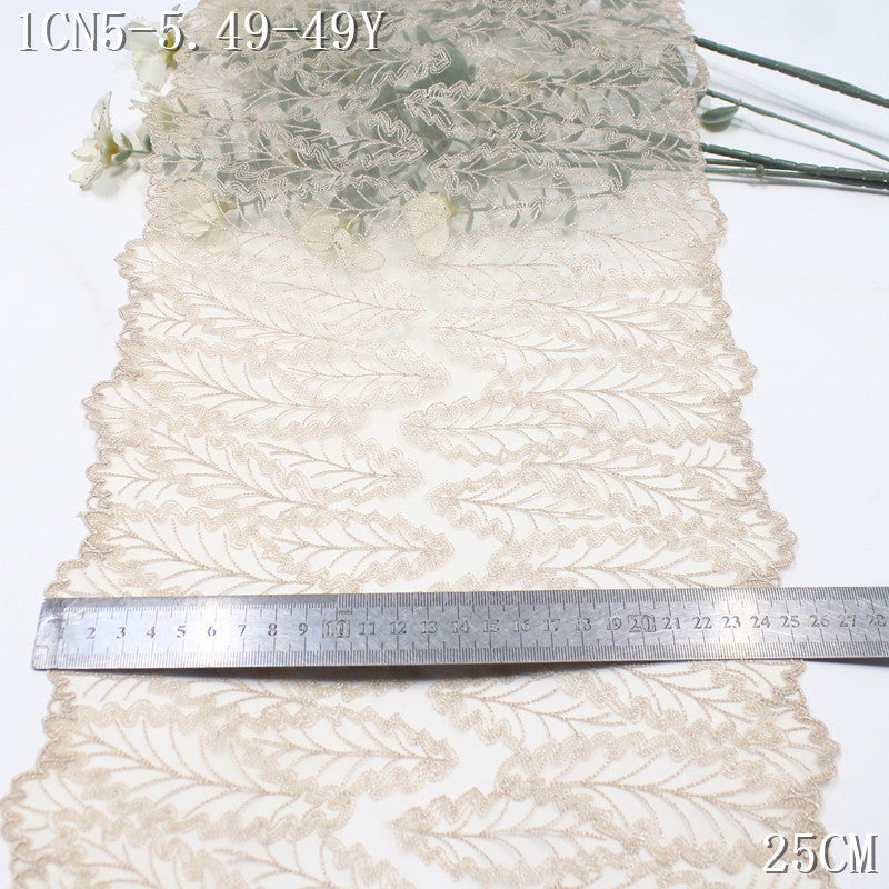 FREEDOMBEAUTY | [1pack] Double-row leaf pattern two-color mesh embroidery lace, exquisite clothing underwear dressing lace accessories