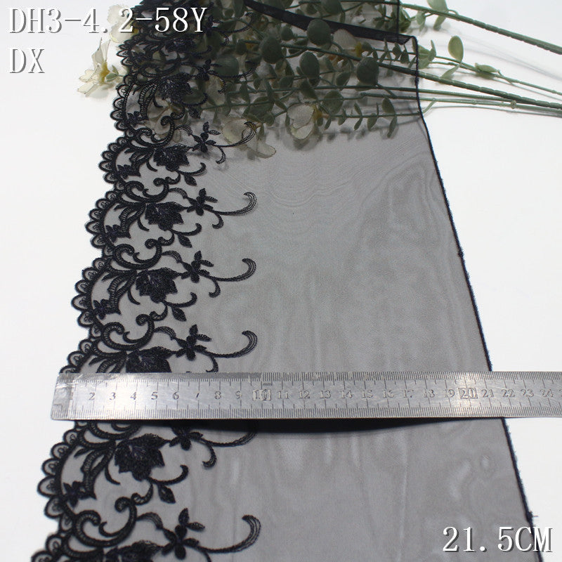 FREEDOMBEAUTY | Vintage elegant curly grass pattern black mesh embroidery lace, clothing underwear home accessories