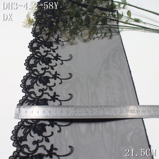 FREEDOMBEAUTY | Vintage elegant curly grass pattern black mesh embroidery lace, clothing underwear home accessories