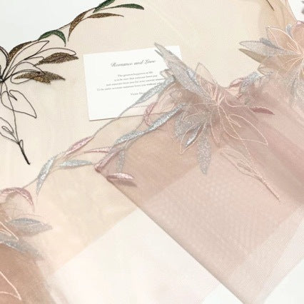 FREEDOMBEAUTY | Spot light pink khaki bright silver silk retro embroidery mesh lace accessories DIY design