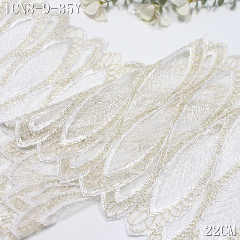 FREEDOMBEAUTY | [1Pack] Two-color classic Mobius ring mesh embroidery lace 22cm clothing home textile lace accessories