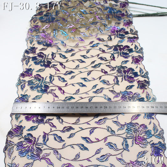 FREEDOMBEAUTY | [1Pack] Symphony Cyberpunk bronzing flower mesh embroidery lace, trendy stage clothing dressing accessories DIY