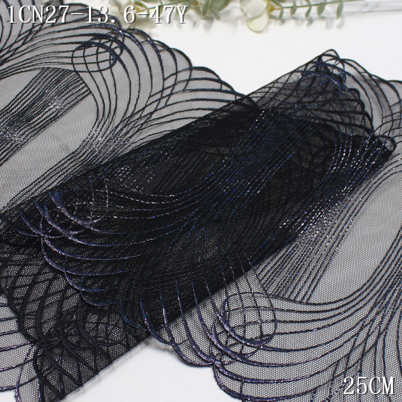 FREEDOMBEAUTY |  mesh embroidery lace minimalist style bronzing curve pattern, fashion dress underwear lace accessories