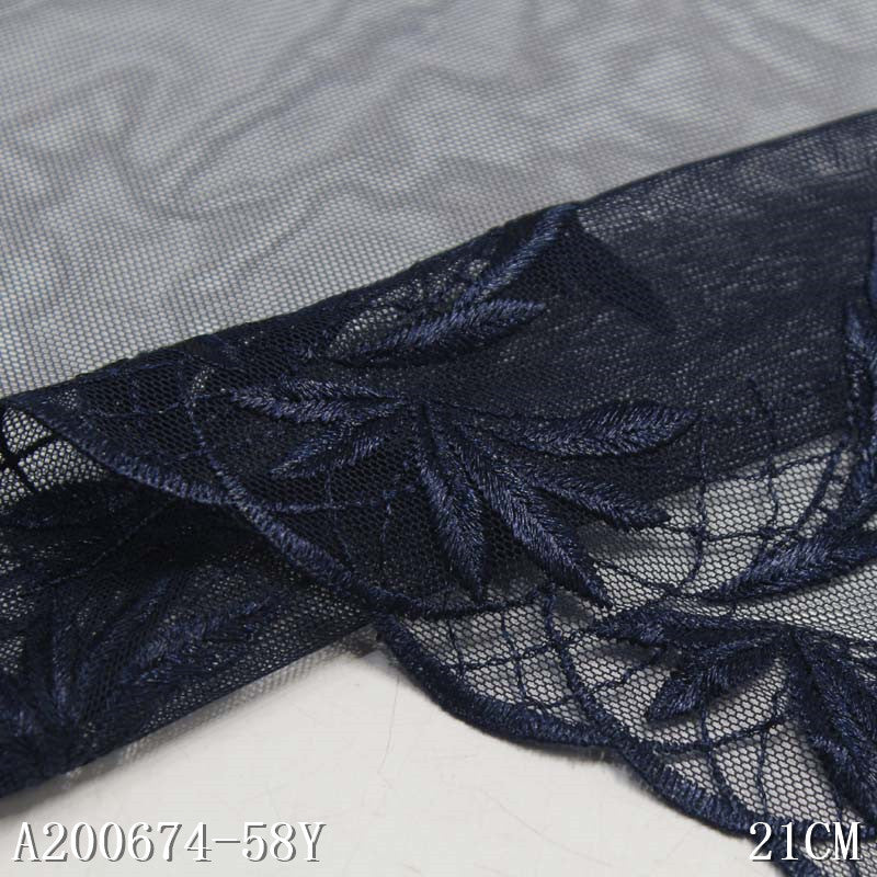 FREEDOMBEAUTY | Simple modern polyester thread leaf cluster embroidery lace, accessories wholesale DIY curtain accessories lace accessories