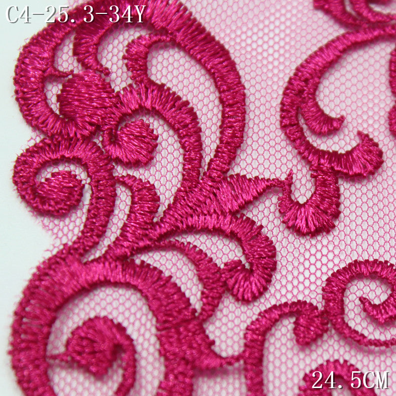 FREEDOMBEAUTY | Rose Red Classical Bilateral Roll Grass Mesh Embroidery Lace, Apparel Underwear Home Accessories