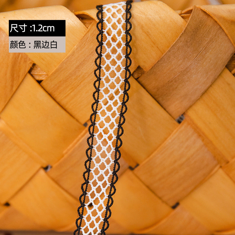 FREEDOMBEAUTY | Manufacturer supplies 1.2cm black edge white mesh webbing, mesh mesh elastic belt clothing toy elastic band