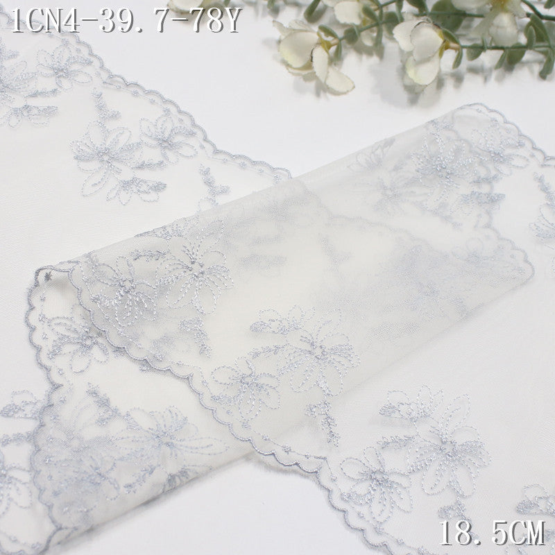 FREEDOMBEAUTY | [1Pack] Off-white bilateral simple and exquisite small flower mesh yarn embroidered lace 22cm skirt dress lace accessories