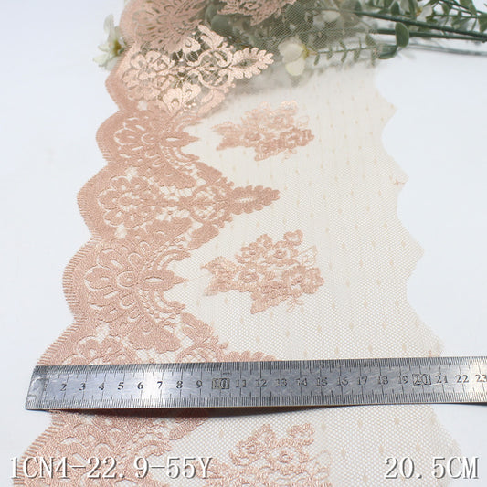FREEDOMBEAUTY | Apricot classical embossing pattern lace mesh embroidery lace, high-end clothing sofa cushion lace accessories