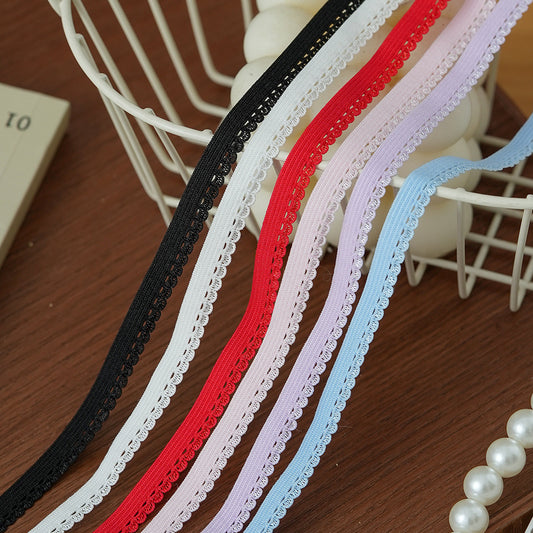FREEDOMBEAUTY | Factory direct sales 0.8CM henna nylon bud belt, color spot DIY children's underwear decorative elastic band