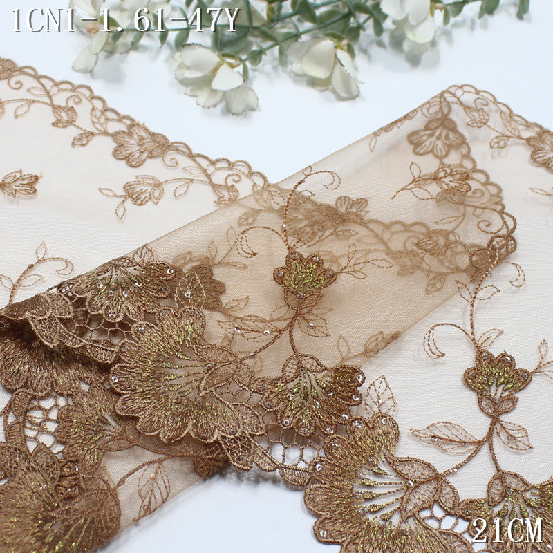 FREEDOMBEAUTY |  multi-color water-soluble embroidery lace exquisite sequined silver thread flowers, skirt wedding dress DIY lace accessories