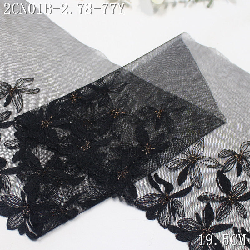FREEDOMBEAUTY | [1Pack] Multi-color scattered gold thread flower simple and fashionable mesh embroidery lace, dress skirt DIY lace accessories