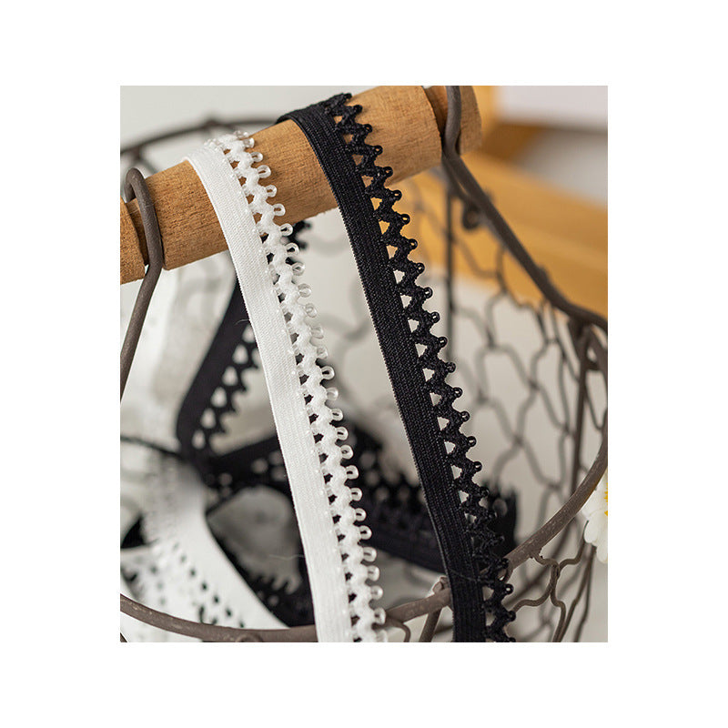 FREEDOMBEAUTY | Factory direct sales, black and white spot 1.2/1. 5CM light silk wavy tip bud nylon bud belt underwear elastic accessories
